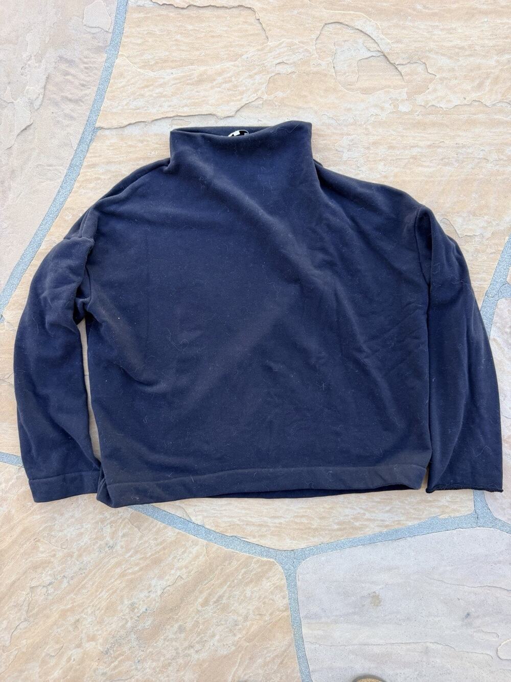 Vince Sweater Women Sz M Black Funnel Neck Drop Shoulder Pullover Cotton Blend